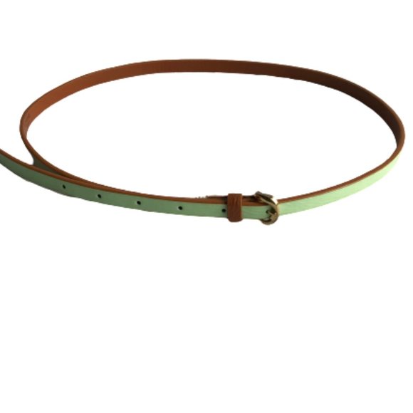 Old Navy Turquoise & Brown Faux Leather Slim Belt - Picture 3 of 9